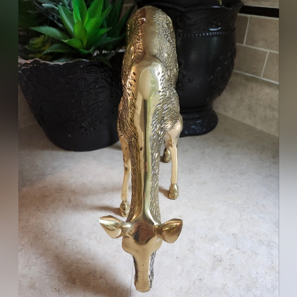 Vintage Brass Deer 9” Tall MCM, Solid Brass Doe Deer - Picture 3 of 8